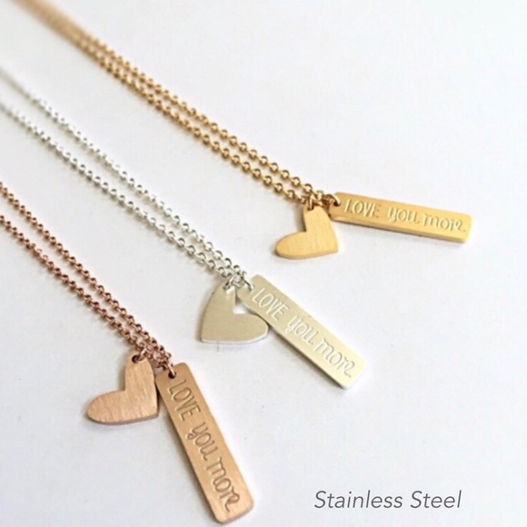 3 for $25⚡️love you more heart bar tag necklace - Picture 2 of 6